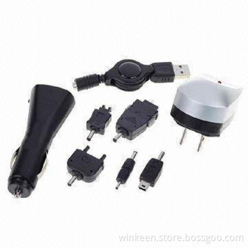 Universal USB Car/Travel Charger Kit for Cellphones, Used on PC and Car Lighter